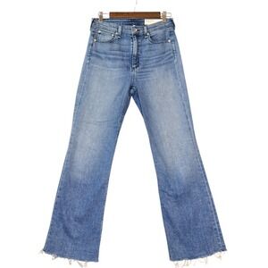 Rag & Bone Womens Nina Flare Jeans 28 High-Rise Ankle Medium Wash Denim Raw Hem